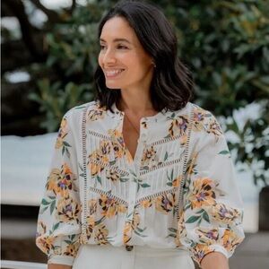 Floral White Blouse